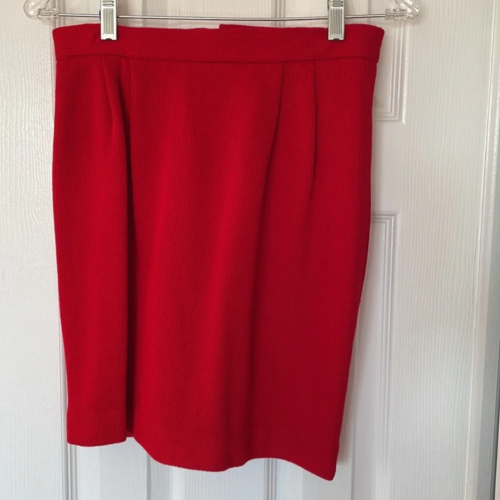 OLEG CASSINI VINTAGE CAREER QUIET LUXURY Y2K KNIT SUIT DBL BREASTED RED SZ 8